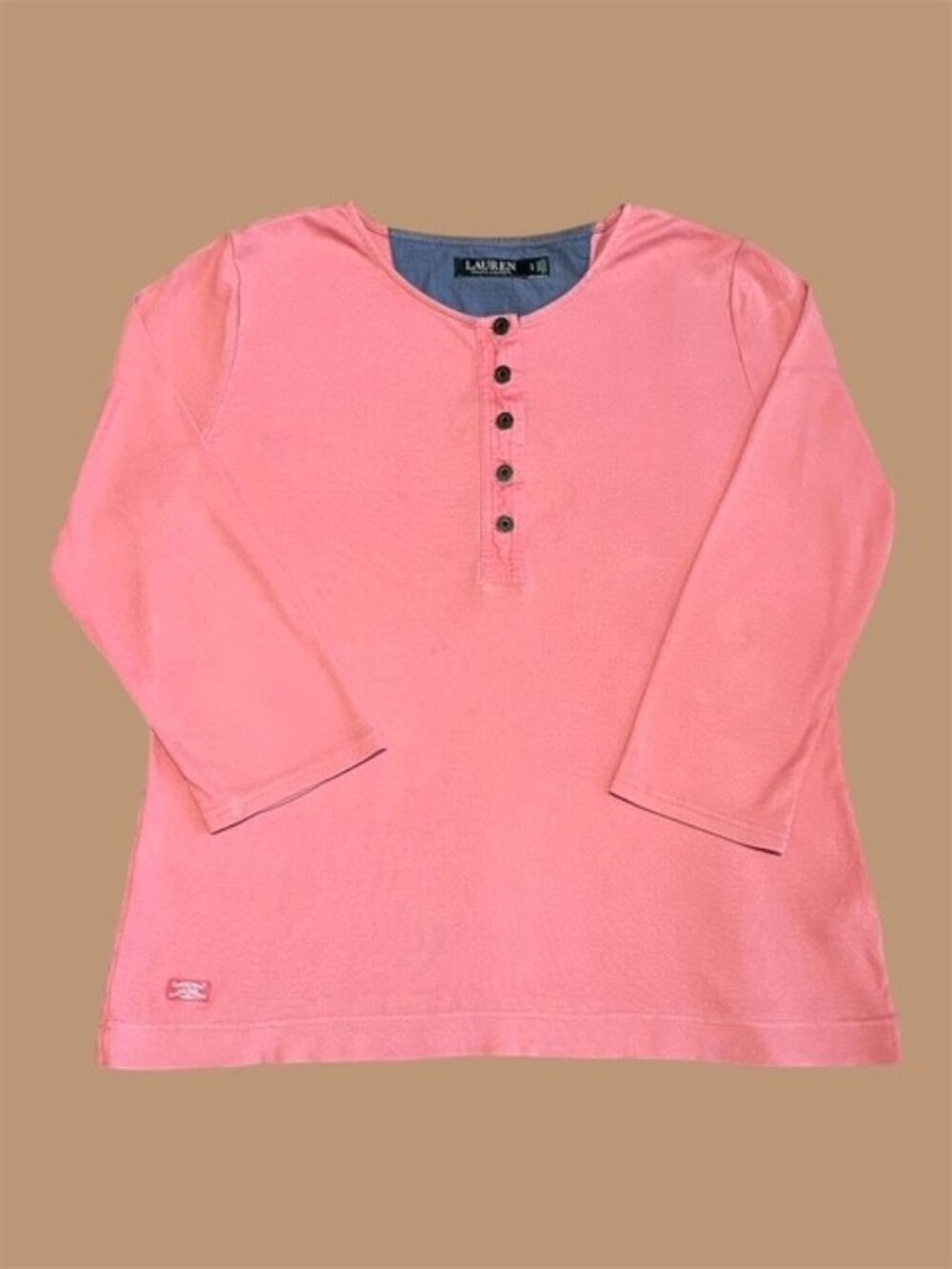 Lauren Ralph Lauren Top Soft 100% Cotton Henley Style